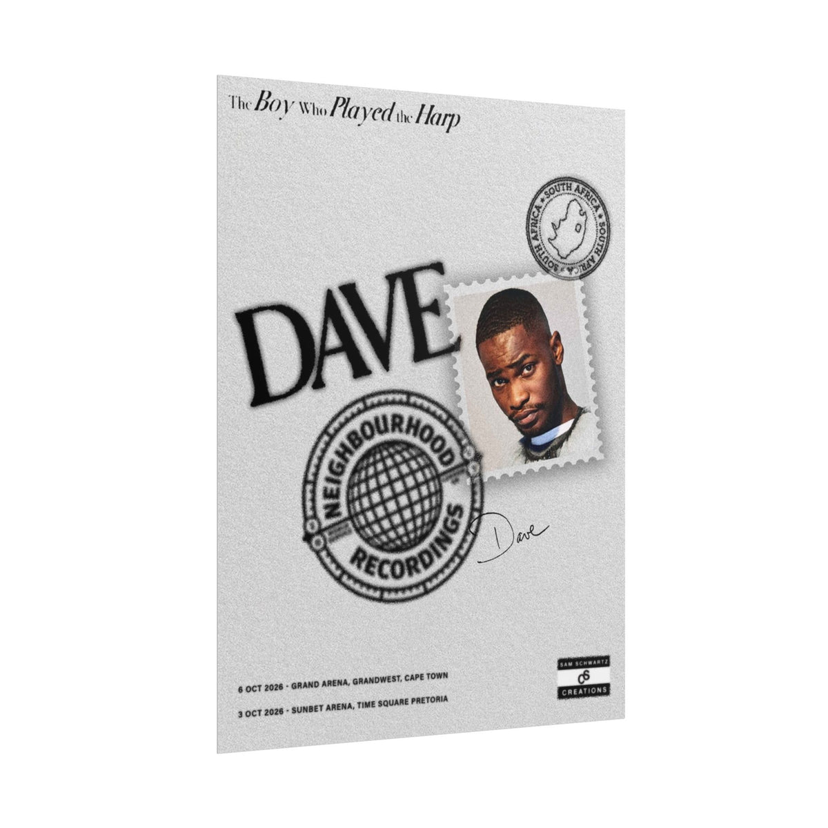The Boy Who Played the Harp Poster | Dave South Africa Wall Art