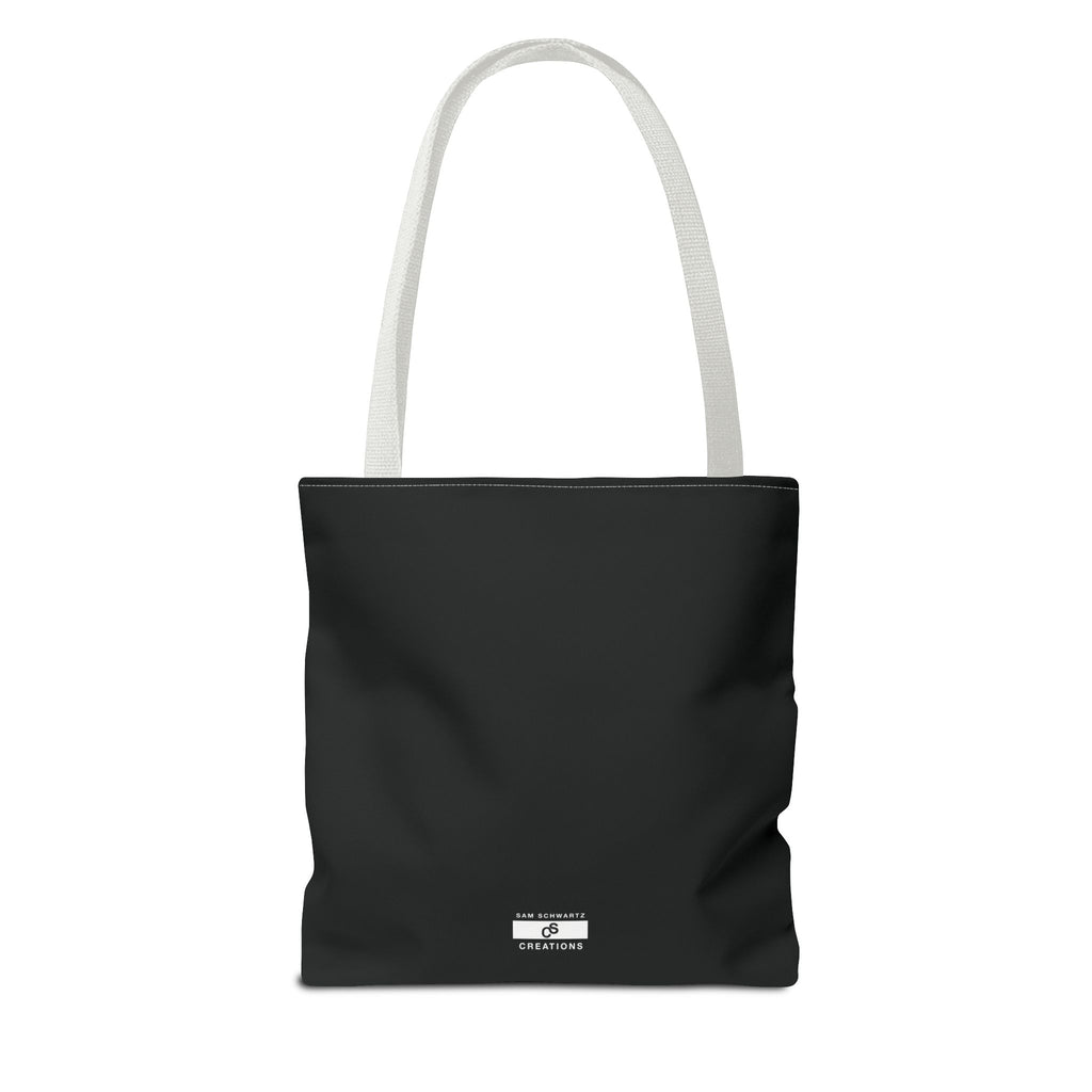 Monochrome Sam Schwartz Creations Logo Tote Bag – Minimalist Black & White Carryall