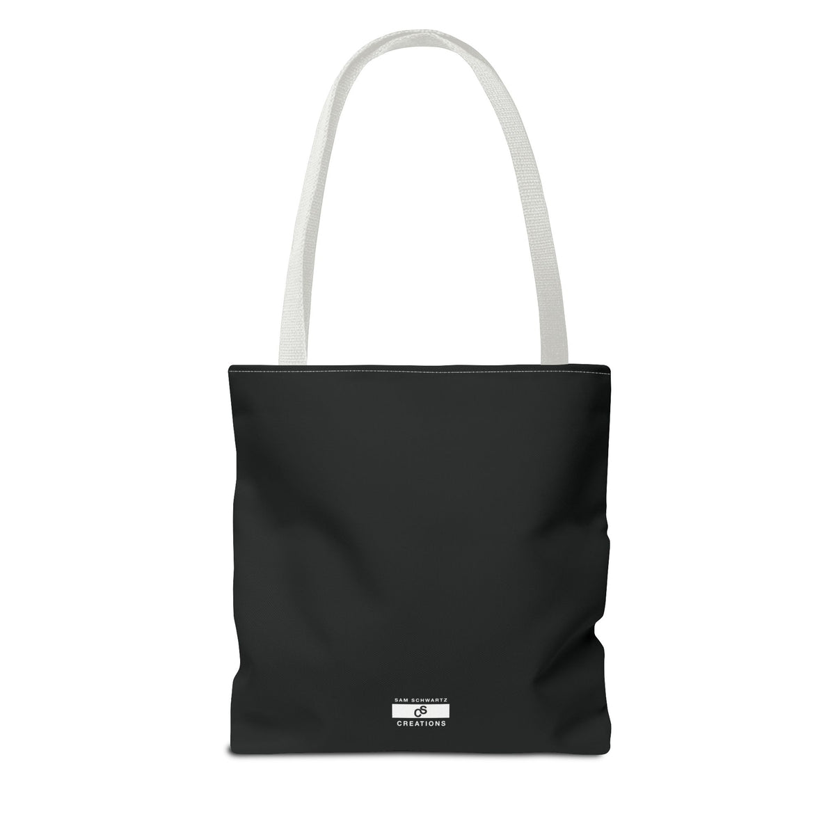 Monochrome Sam Schwartz Creations Logo Tote Bag – Minimalist Black & White Carryall