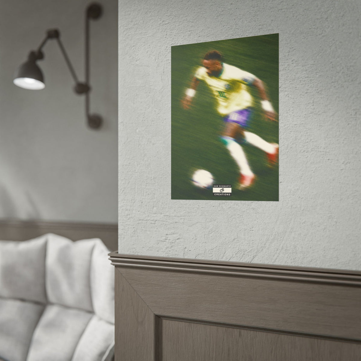 2/3 The Brazilian Prince Soccer Action Rolled Poster — Vintage Neymar Football Player Wall Art