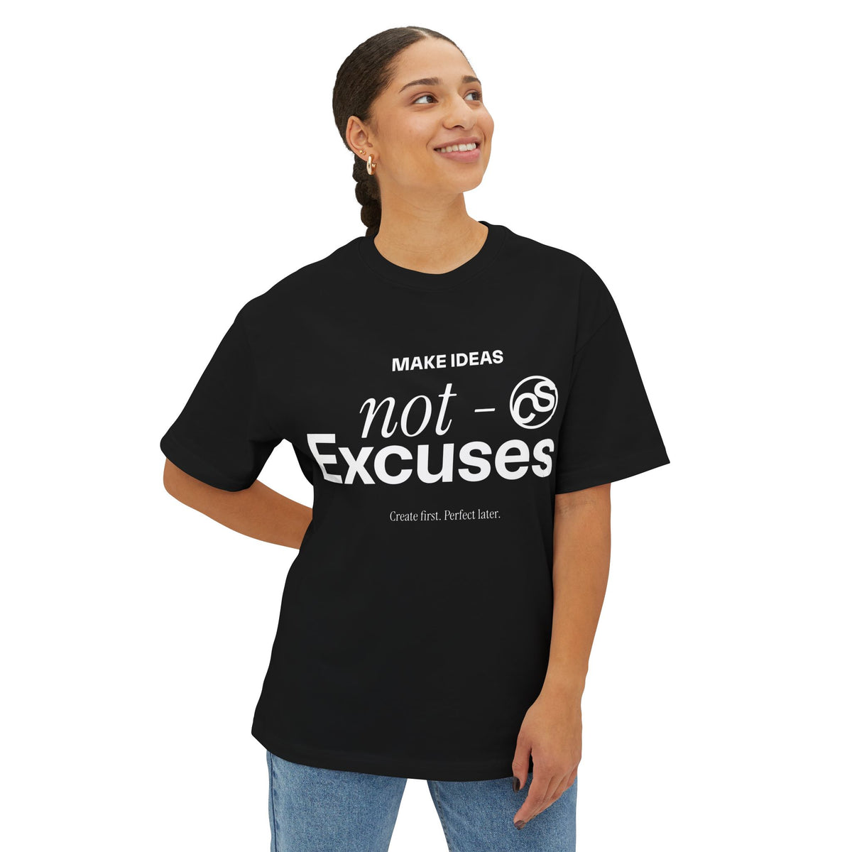 Sam Schwartz Creations "Make Ideas Not Excuses" Graphic T‑Shirt