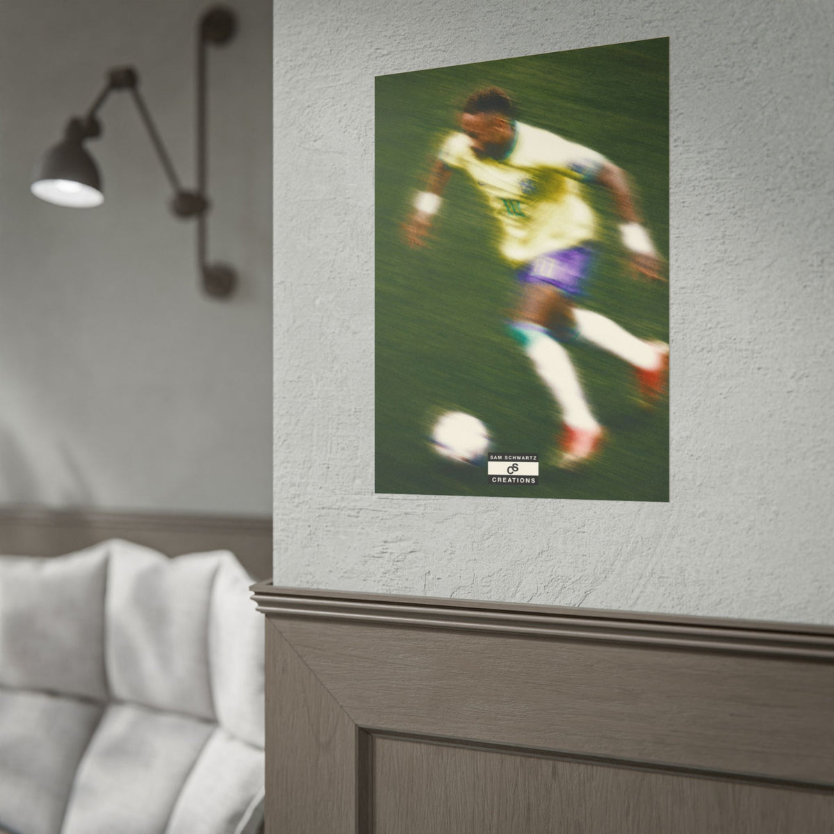 2/3 The Brazilian Prince Soccer Action Rolled Poster — Vintage Neymar Football Player Wall Art
