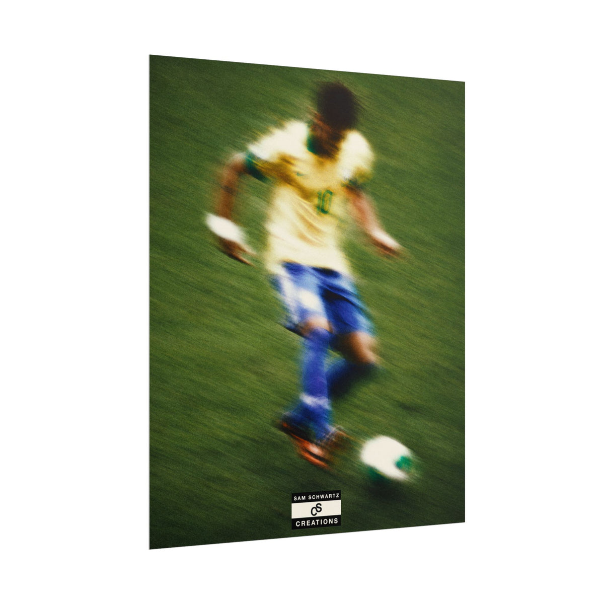 1/3 The Brazilian Prince Soccer Action Rolled Poster — Vintage Neymar Football Player Wall Art