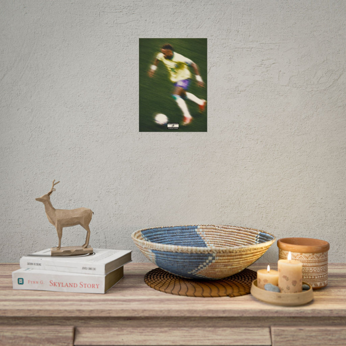 2/3 The Brazilian Prince Soccer Action Rolled Poster — Vintage Neymar Football Player Wall Art
