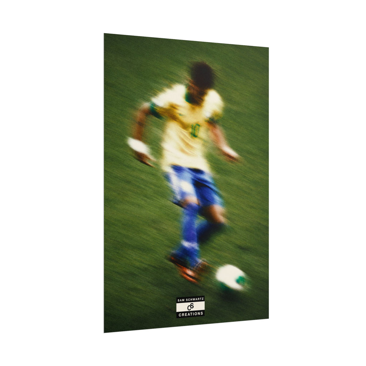1/3 The Brazilian Prince Soccer Action Rolled Poster — Vintage Neymar Football Player Wall Art