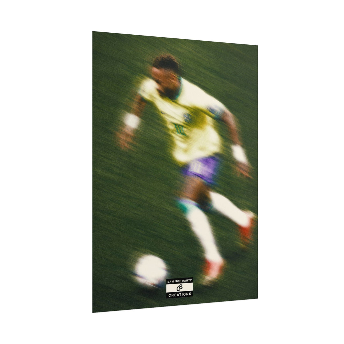 2/3 The Brazilian Prince Soccer Action Rolled Poster — Vintage Neymar Football Player Wall Art