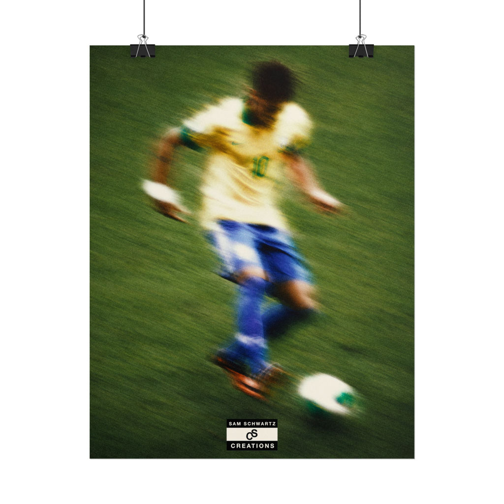 1/3 The Brazilian Prince Soccer Action Rolled Poster — Vintage Neymar Football Player Wall Art