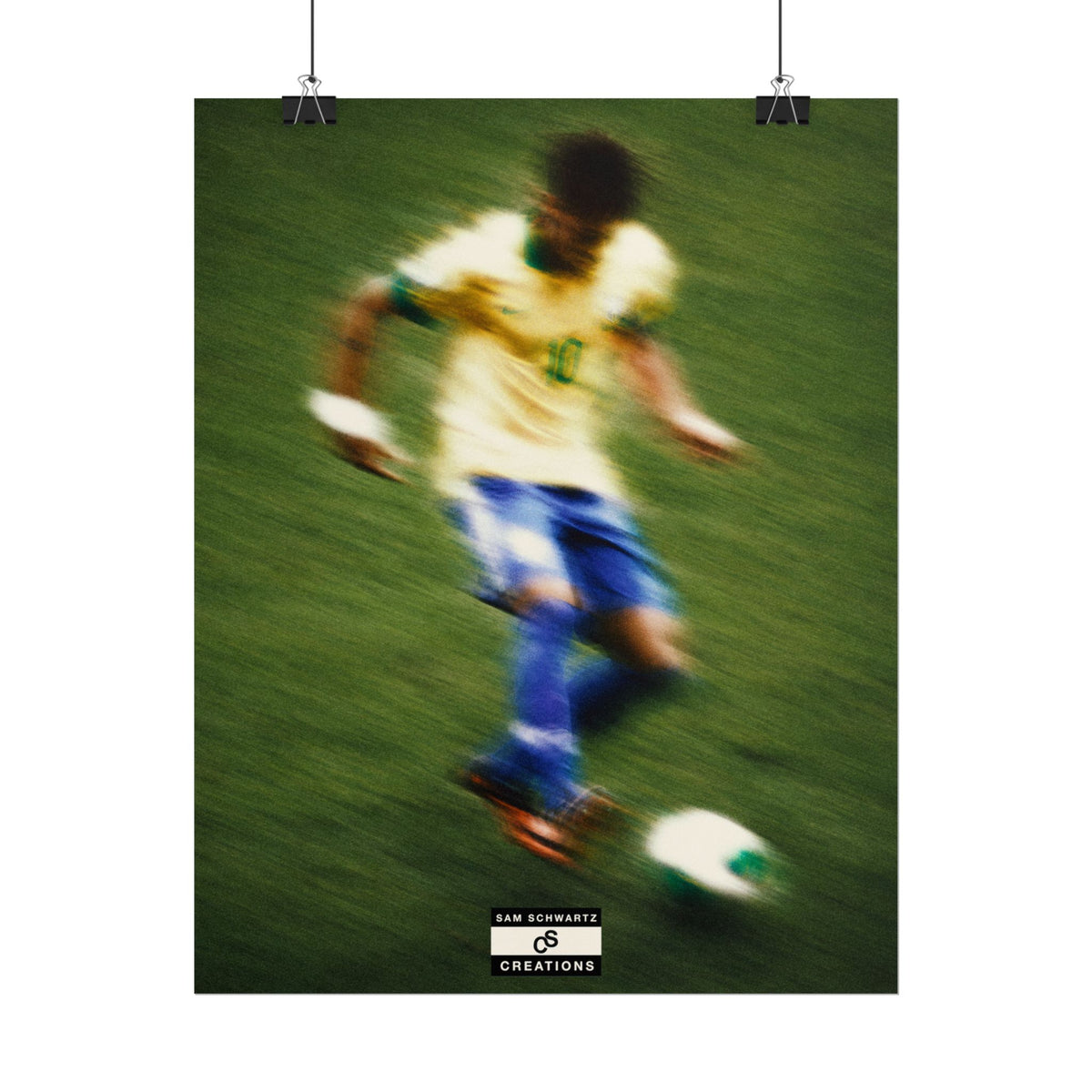 1/3 The Brazilian Prince Soccer Action Rolled Poster — Vintage Neymar Football Player Wall Art