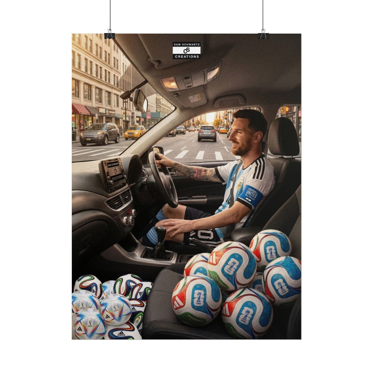 Driving the Dream Poster | Lionel Messi World Cup Football Wall Art