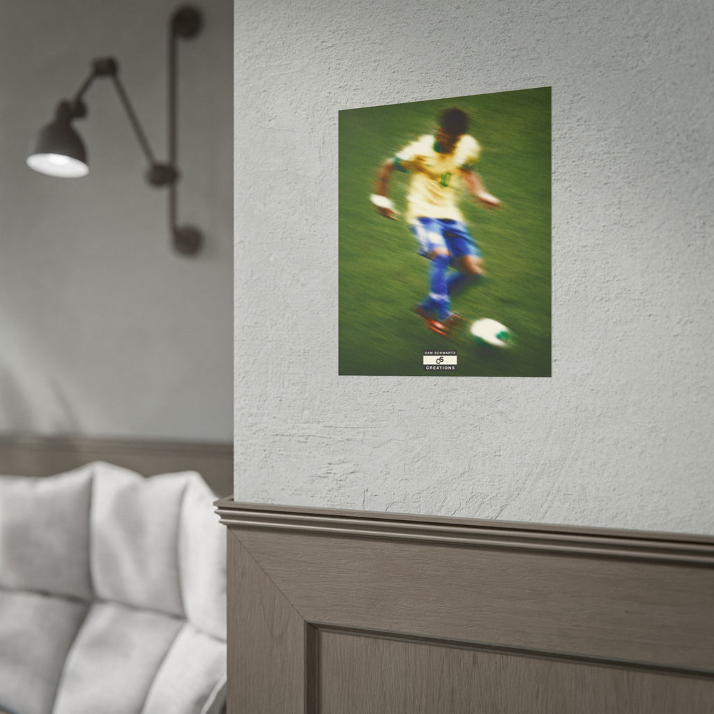 1/3 The Brazilian Prince Soccer Action Rolled Poster — Vintage Neymar Football Player Wall Art