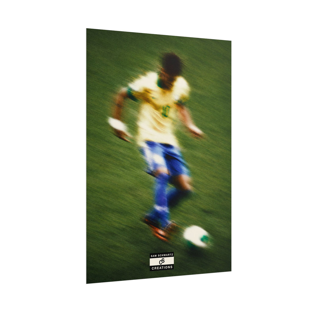 1/3 The Brazilian Prince Soccer Action Rolled Poster — Vintage Neymar Football Player Wall Art