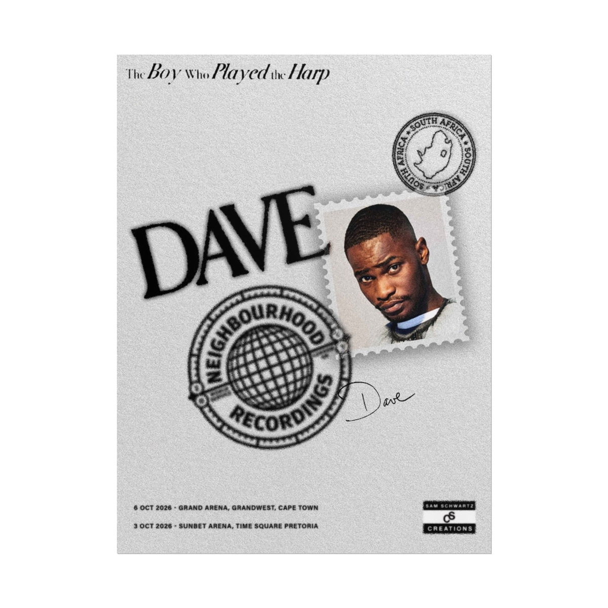 The Boy Who Played the Harp Poster | Dave South Africa Wall Art