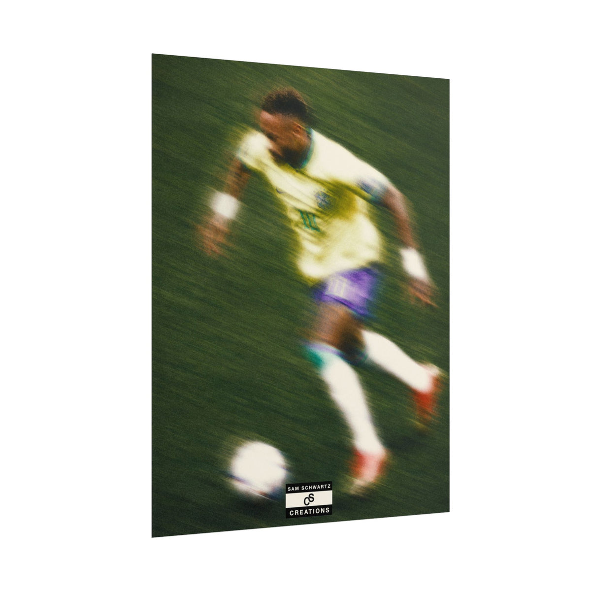 2/3 The Brazilian Prince Soccer Action Rolled Poster — Vintage Neymar Football Player Wall Art