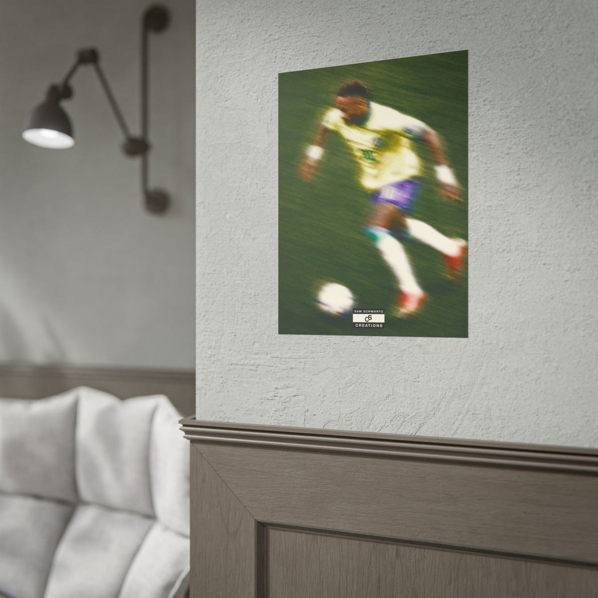 2/3 The Brazilian Prince Soccer Action Rolled Poster — Vintage Neymar Football Player Wall Art