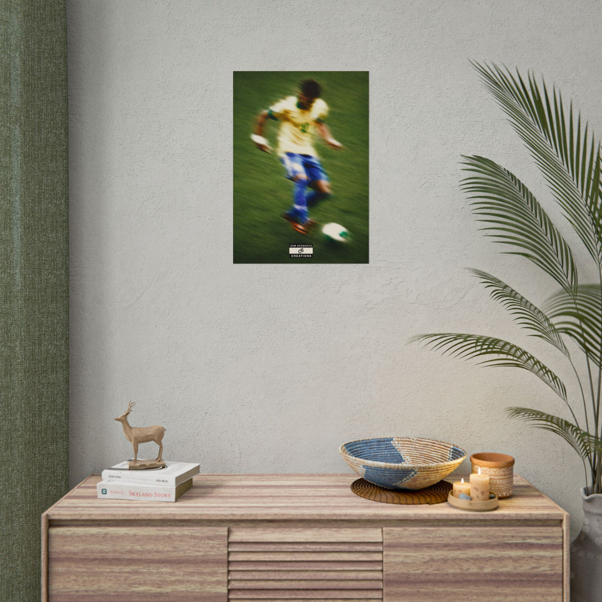 1/3 The Brazilian Prince Soccer Action Rolled Poster — Vintage Neymar Football Player Wall Art