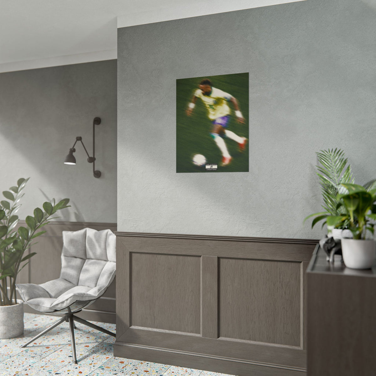 2/3 The Brazilian Prince Soccer Action Rolled Poster — Vintage Neymar Football Player Wall Art