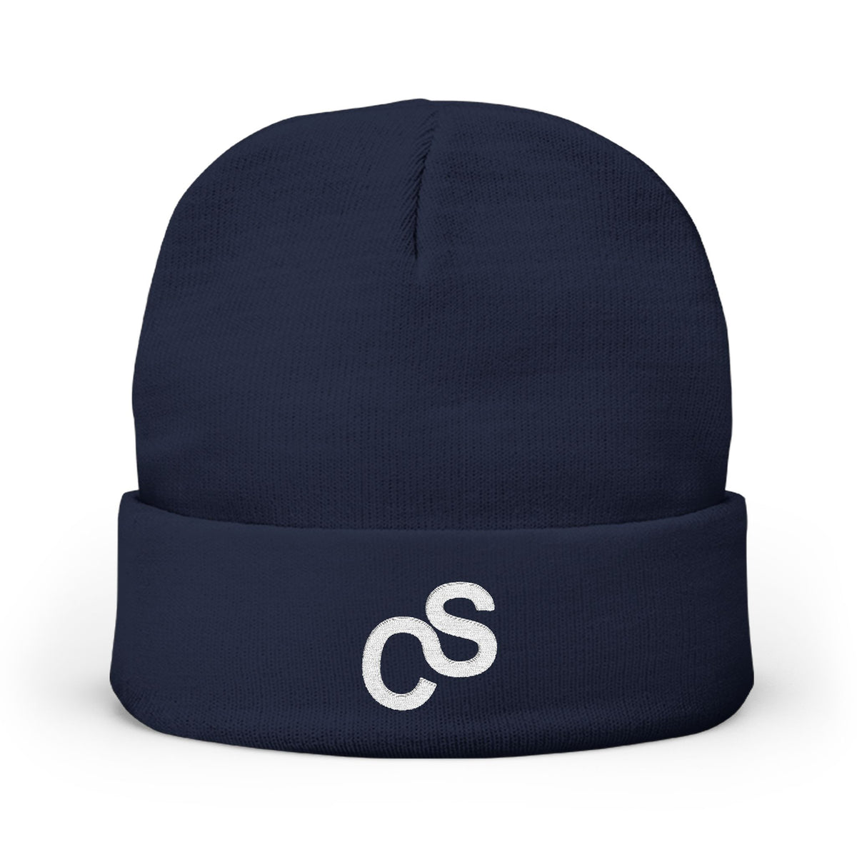 Embroidered Sam Schwartz Creations Logo Knit Beanie — Cozy Grey Winter Hat