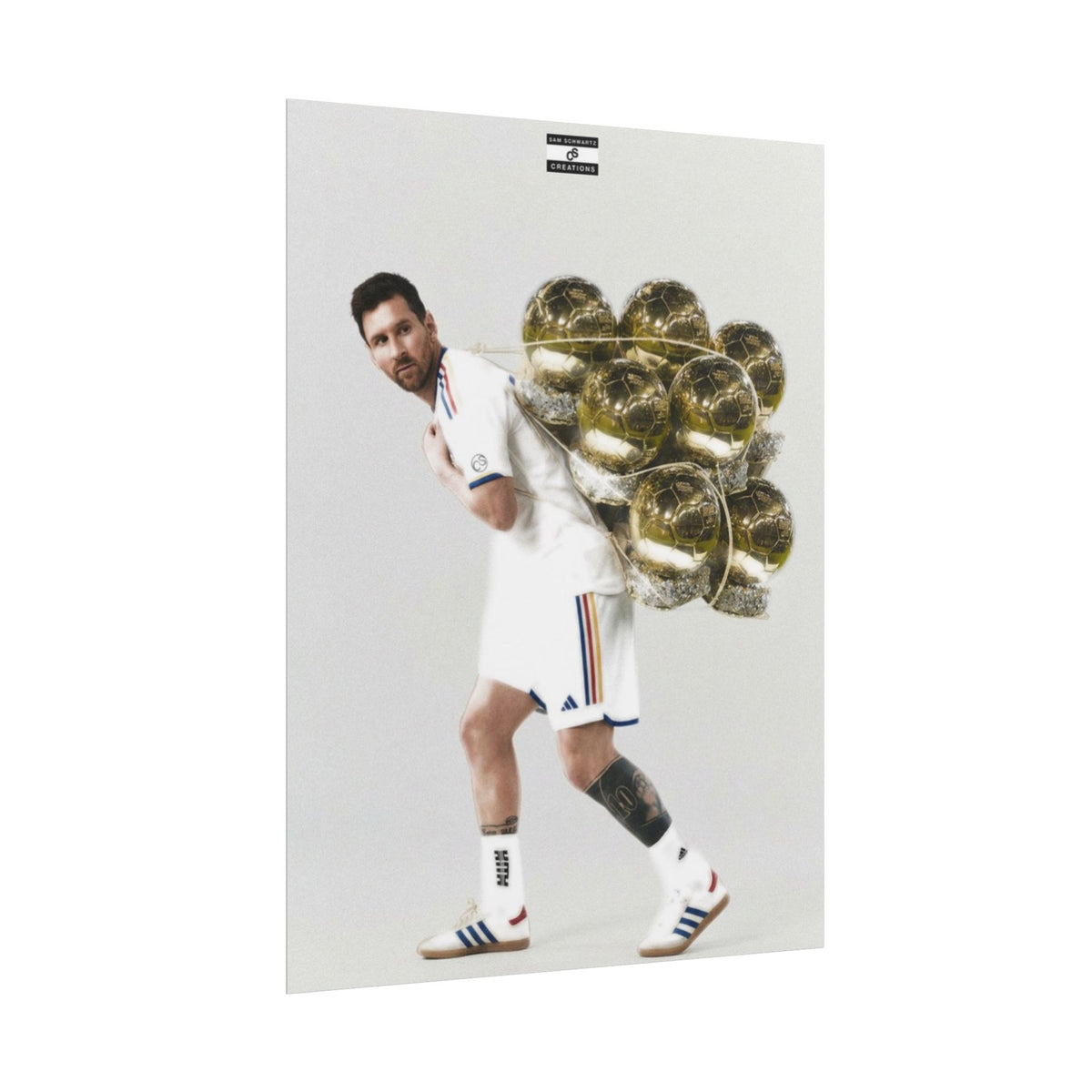 Weight of Greatness Poster | Lionel Messi Ballon d’Or Football Wall Art