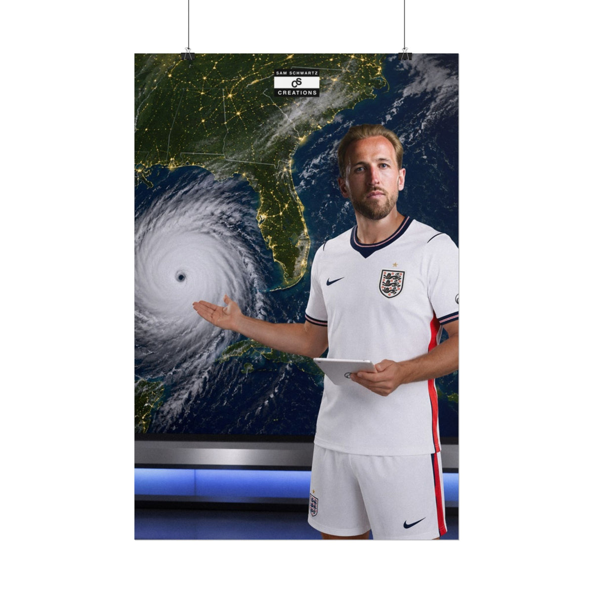 Hurricane Harry Poster | Harry Kane England Football Wall Art