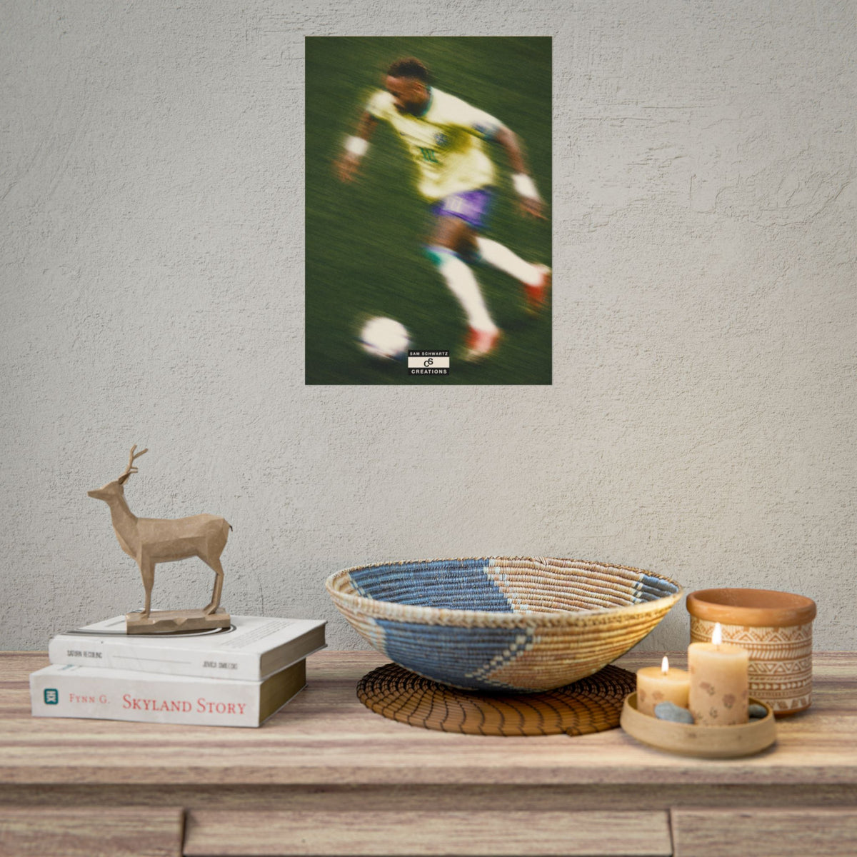 2/3 The Brazilian Prince Soccer Action Rolled Poster — Vintage Neymar Football Player Wall Art