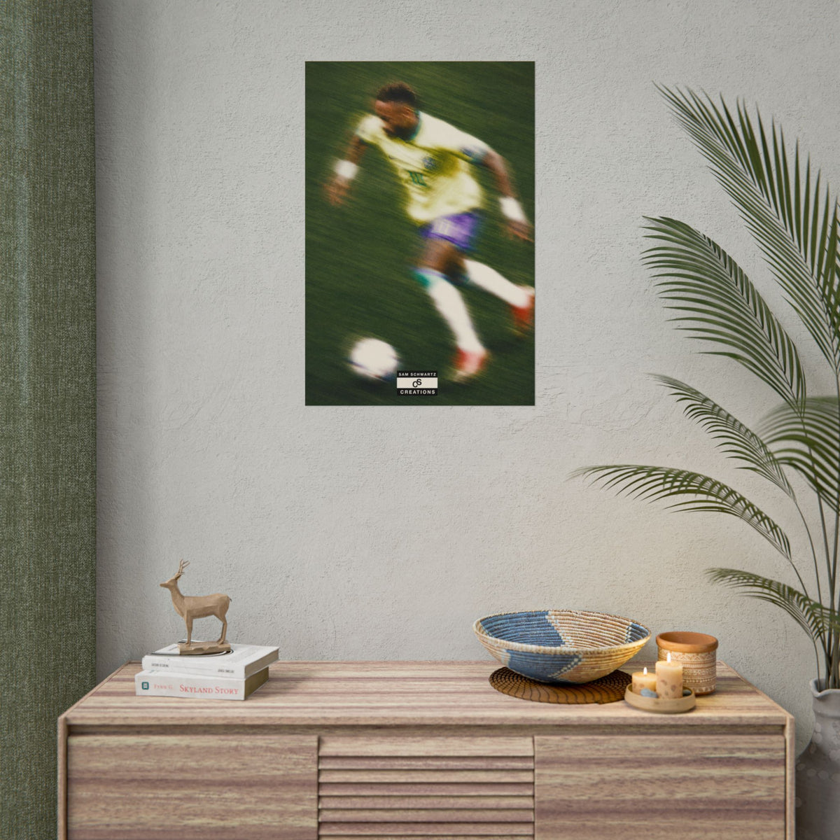 2/3 The Brazilian Prince Soccer Action Rolled Poster — Vintage Neymar Football Player Wall Art