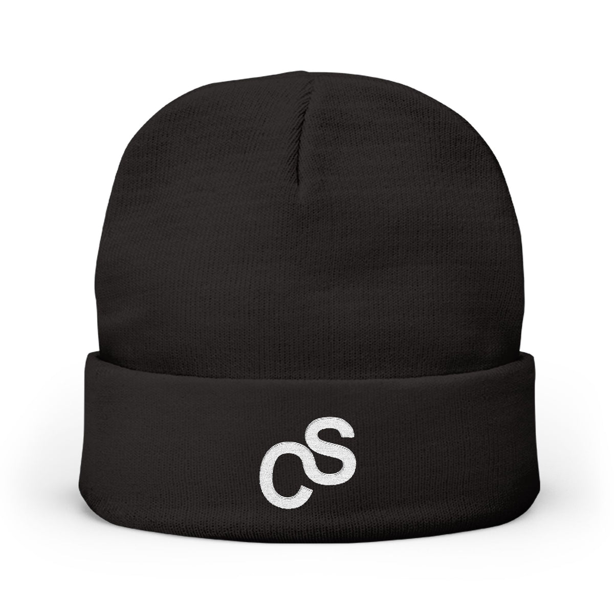 Embroidered Sam Schwartz Creations Logo Knit Beanie — Cozy Grey Winter Hat