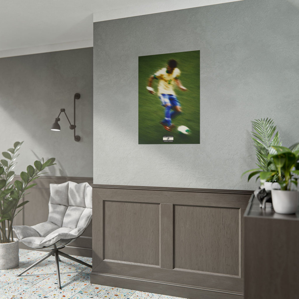 1/3 The Brazilian Prince Soccer Action Rolled Poster — Vintage Neymar Football Player Wall Art