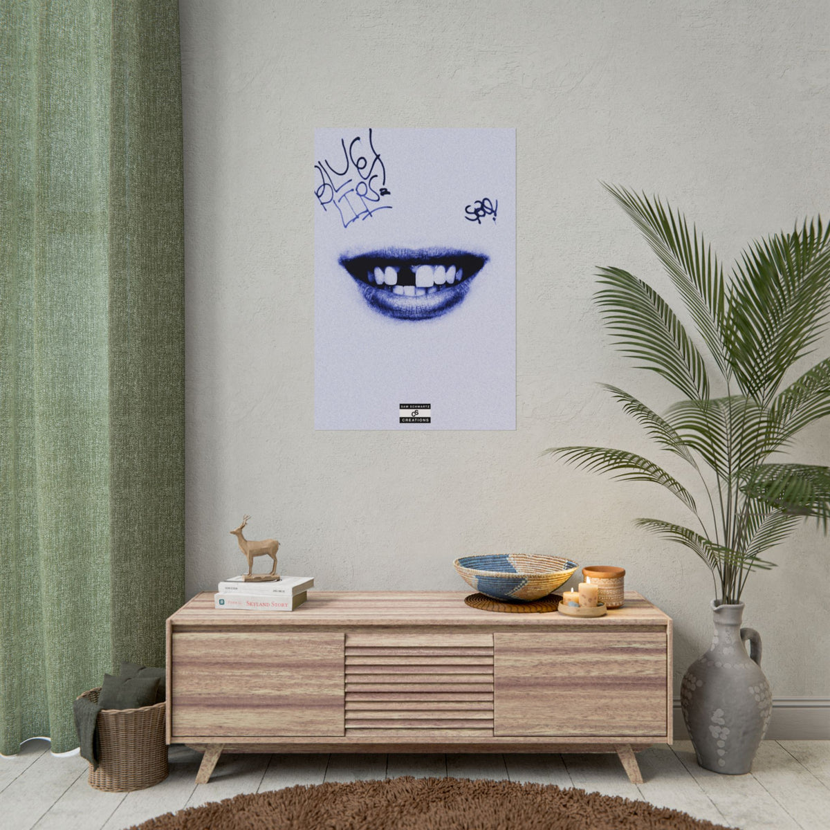 Blue Lips Poster | Experimental Hip-Hop Wall Art