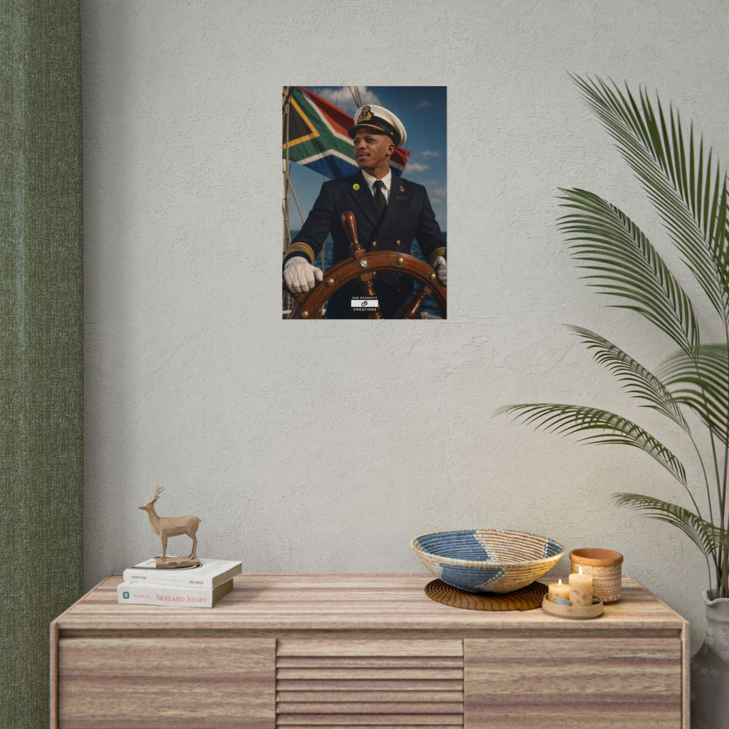 Steering the Nation Poster | South African Football Captain Wall Art