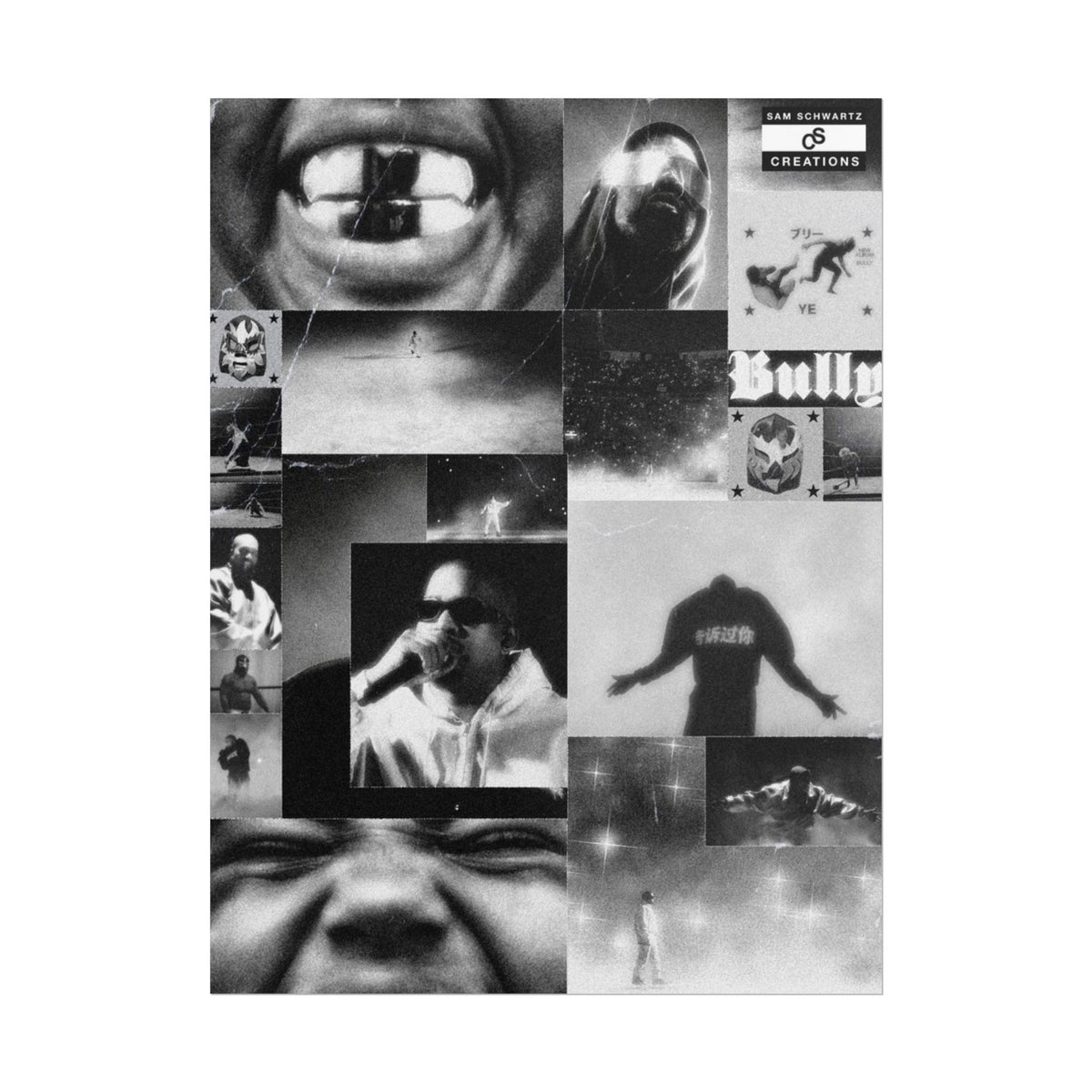 Bully Archive Poster | Experimental Kanye West Music Collage Wall Art
