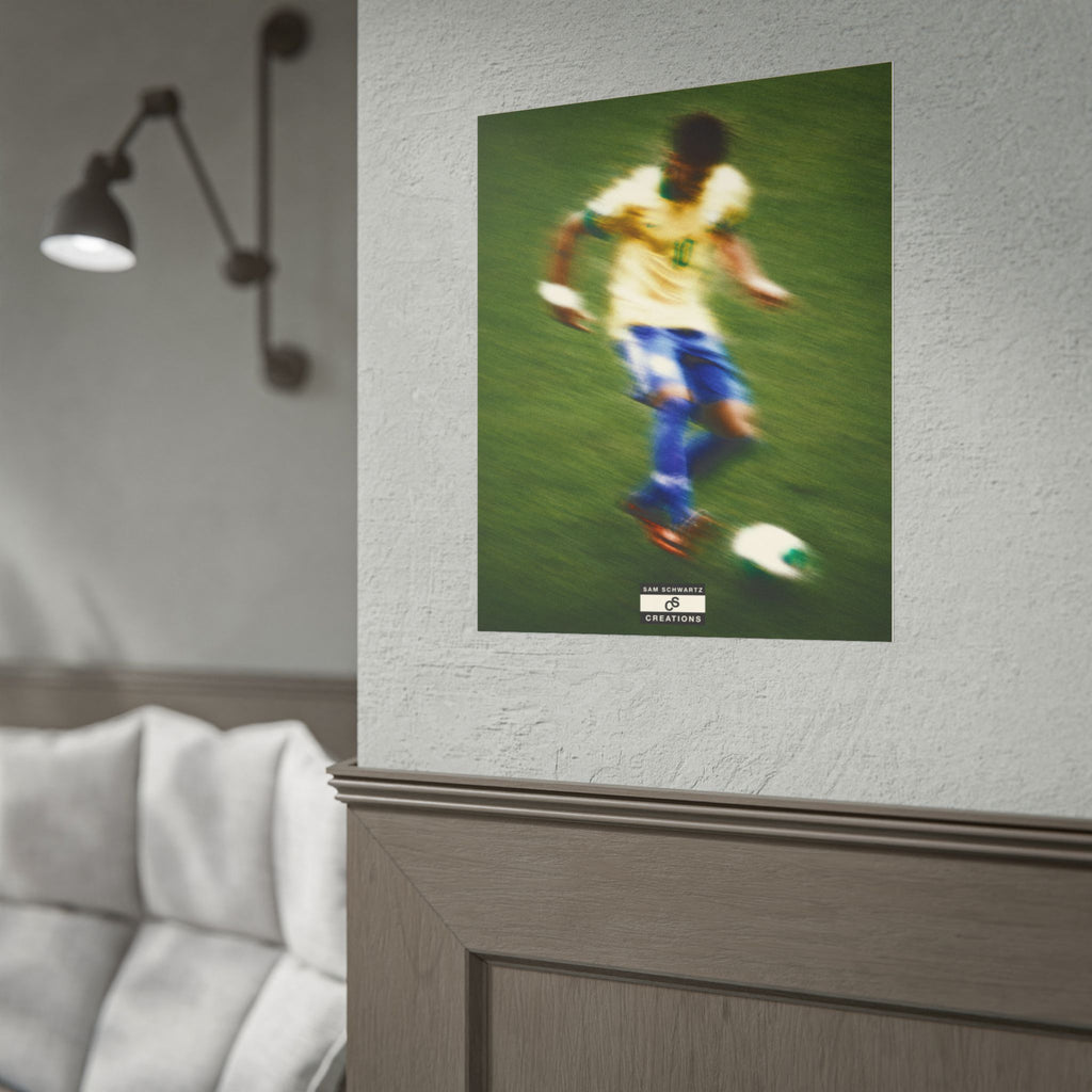 1/3 The Brazilian Prince Soccer Action Rolled Poster — Vintage Neymar Football Player Wall Art