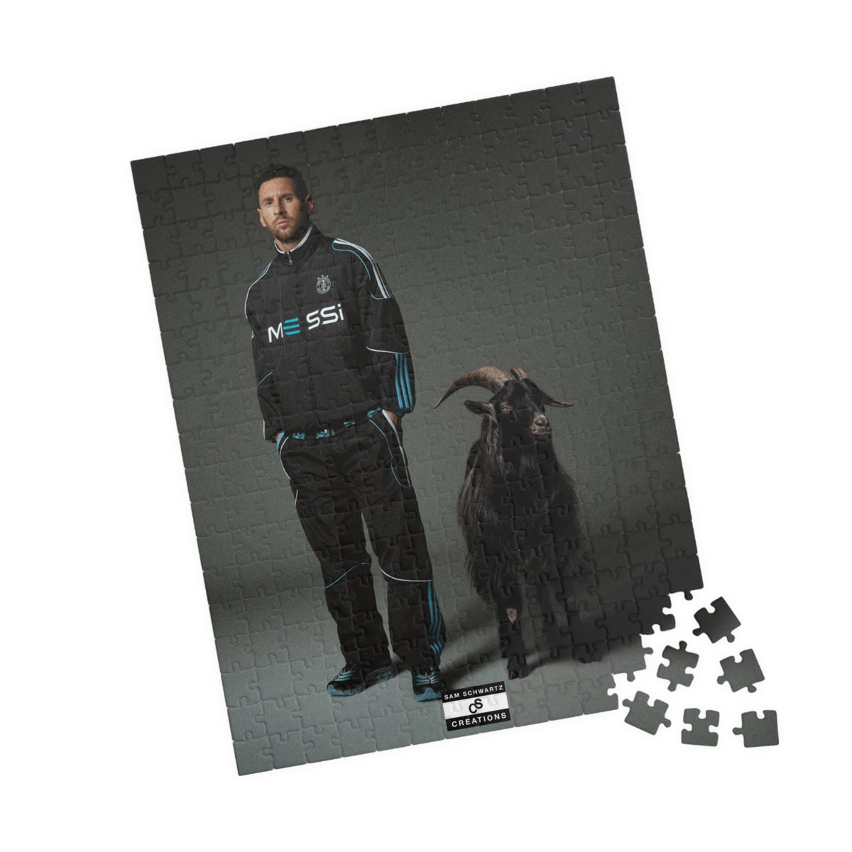Messi and Goat Photo Jigsaw Puzzle — Soccer Legend Collectible (110/252/520/1014 pcs)
