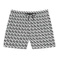 Sam Schwartz Creations Monogram Pattern Swim Shorts — Black & White All-Over Print