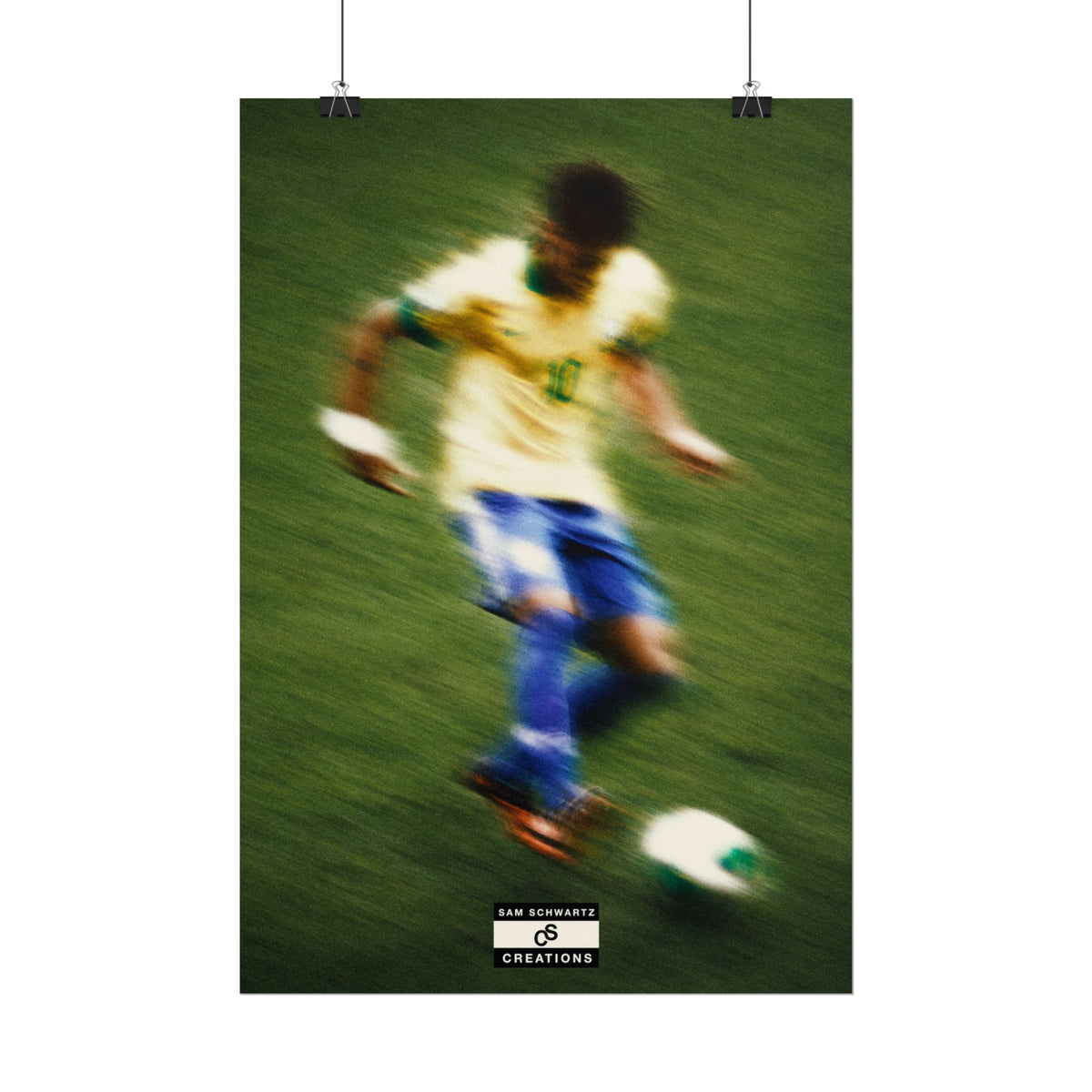 1/3 The Brazilian Prince Soccer Action Rolled Poster — Vintage Neymar Football Player Wall Art