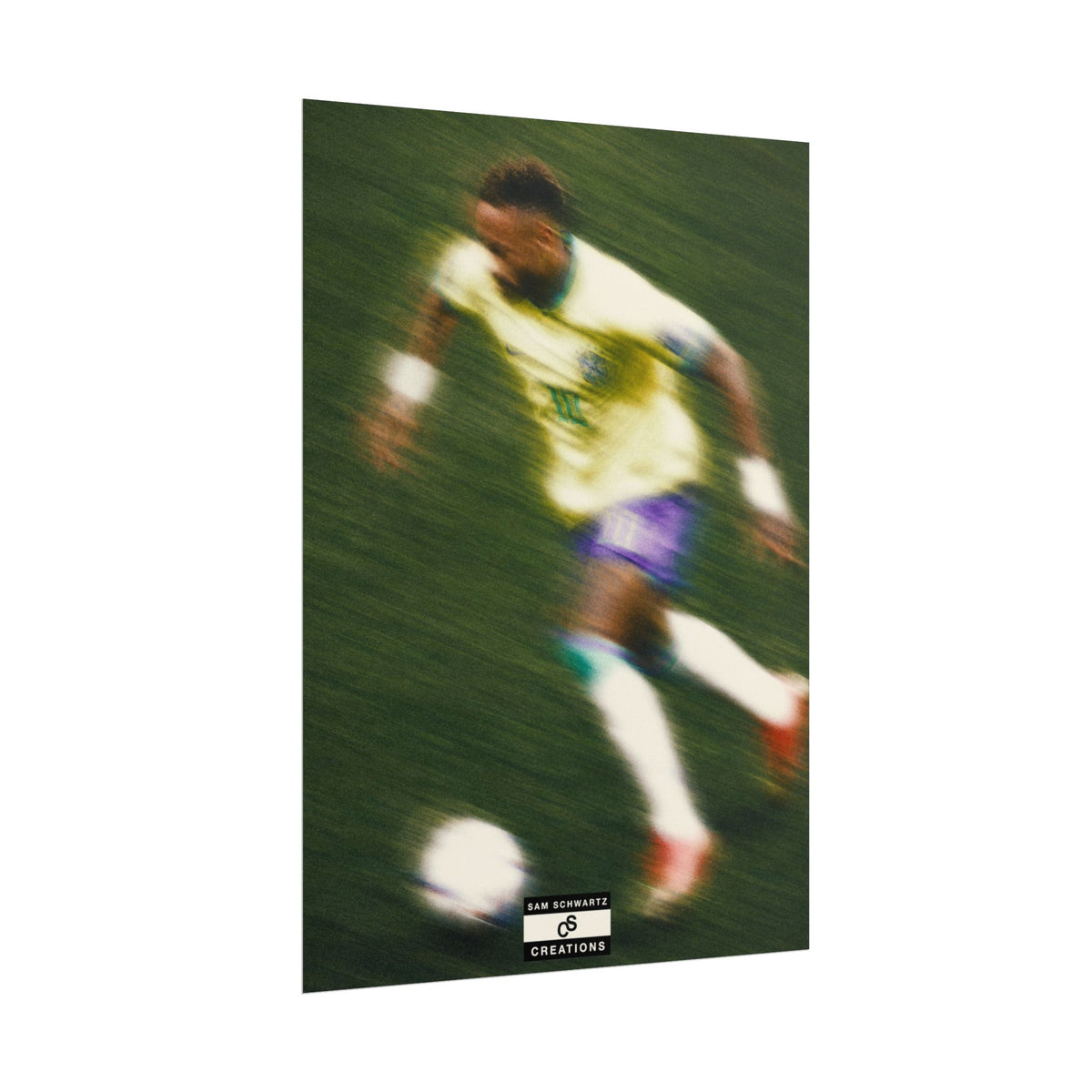 2/3 The Brazilian Prince Soccer Action Rolled Poster — Vintage Neymar Football Player Wall Art