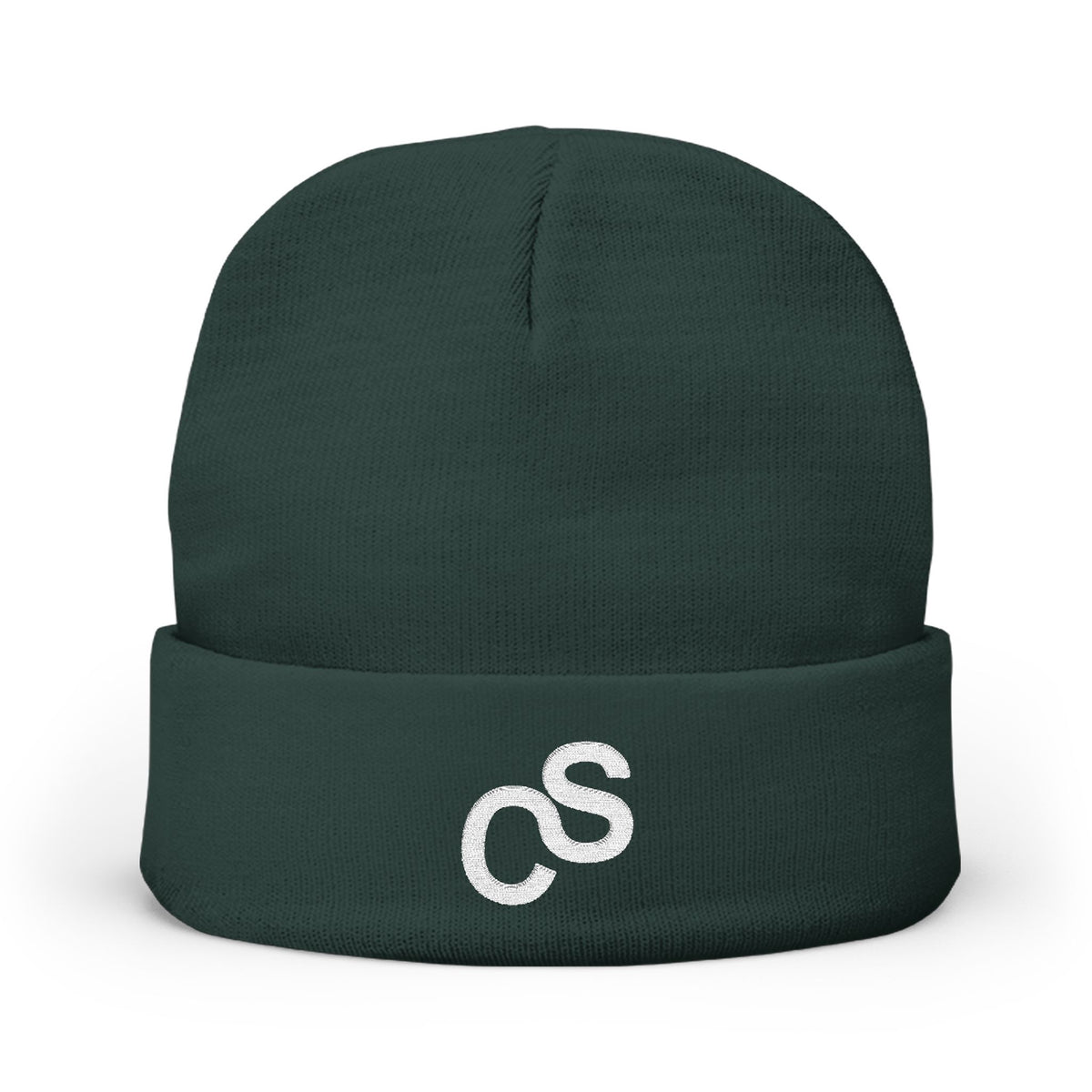 Embroidered Sam Schwartz Creations Logo Knit Beanie — Cozy Grey Winter Hat