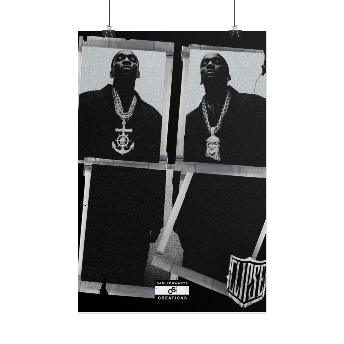 Clipse Chains Poster | Hip-Hop Portrait Wall Art