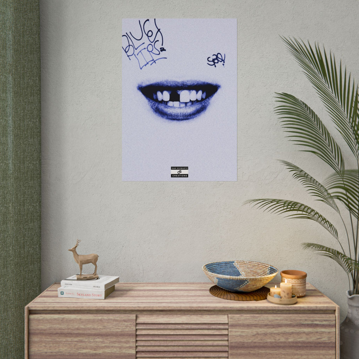 Blue Lips Poster | Experimental Hip-Hop Wall Art