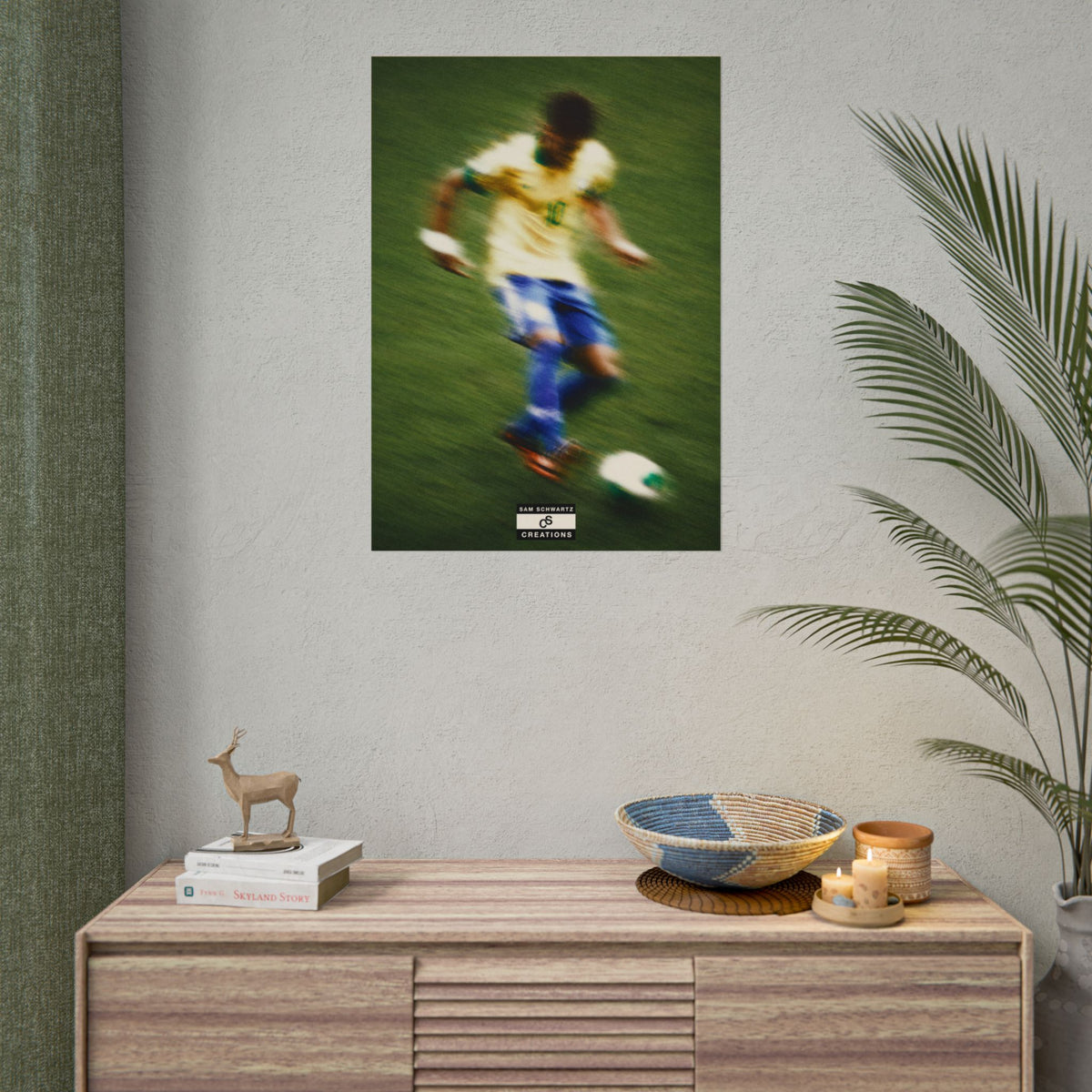 1/3 The Brazilian Prince Soccer Action Rolled Poster — Vintage Neymar Football Player Wall Art