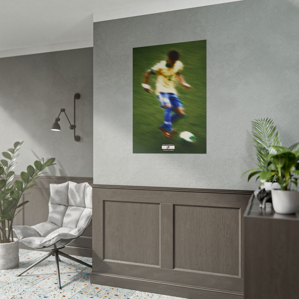 1/3 The Brazilian Prince Soccer Action Rolled Poster — Vintage Neymar Football Player Wall Art