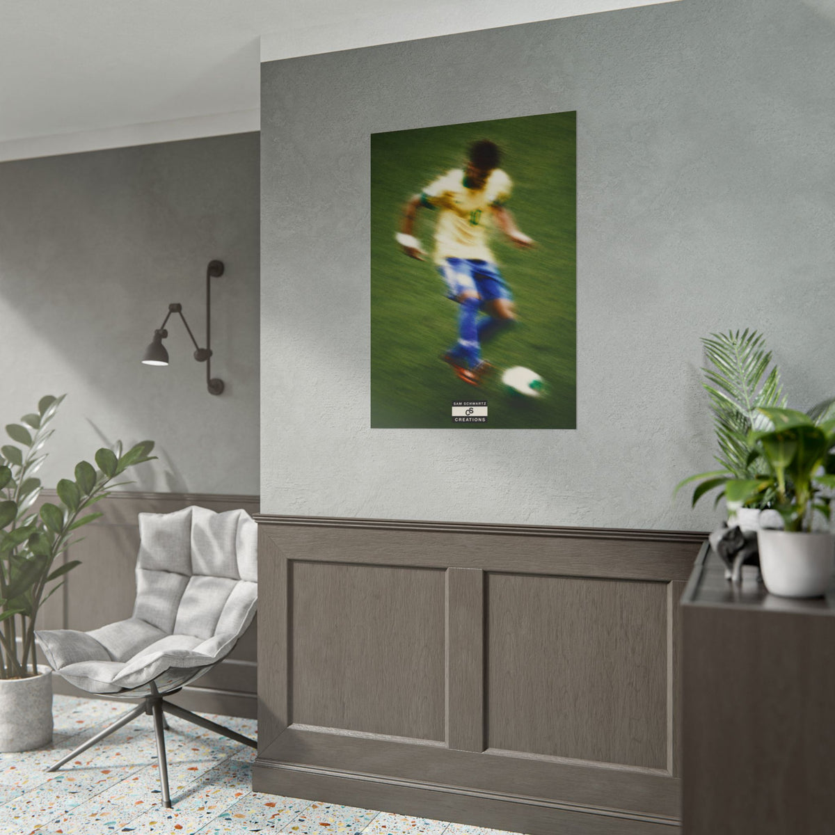 1/3 The Brazilian Prince Soccer Action Rolled Poster — Vintage Neymar Football Player Wall Art