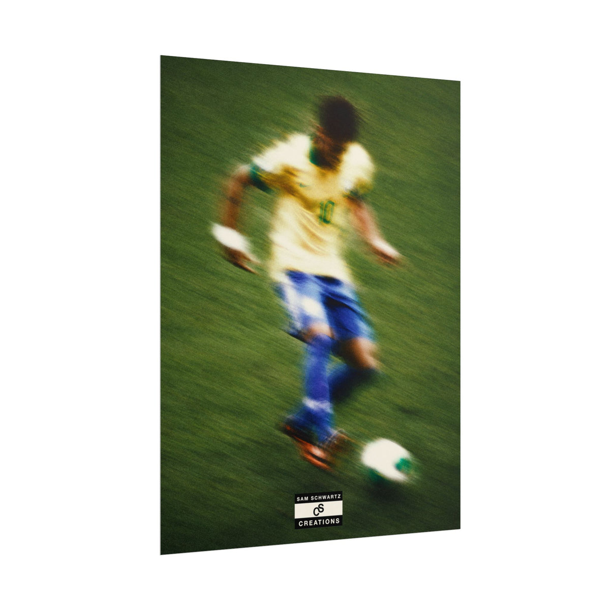 1/3 The Brazilian Prince Soccer Action Rolled Poster — Vintage Neymar Football Player Wall Art
