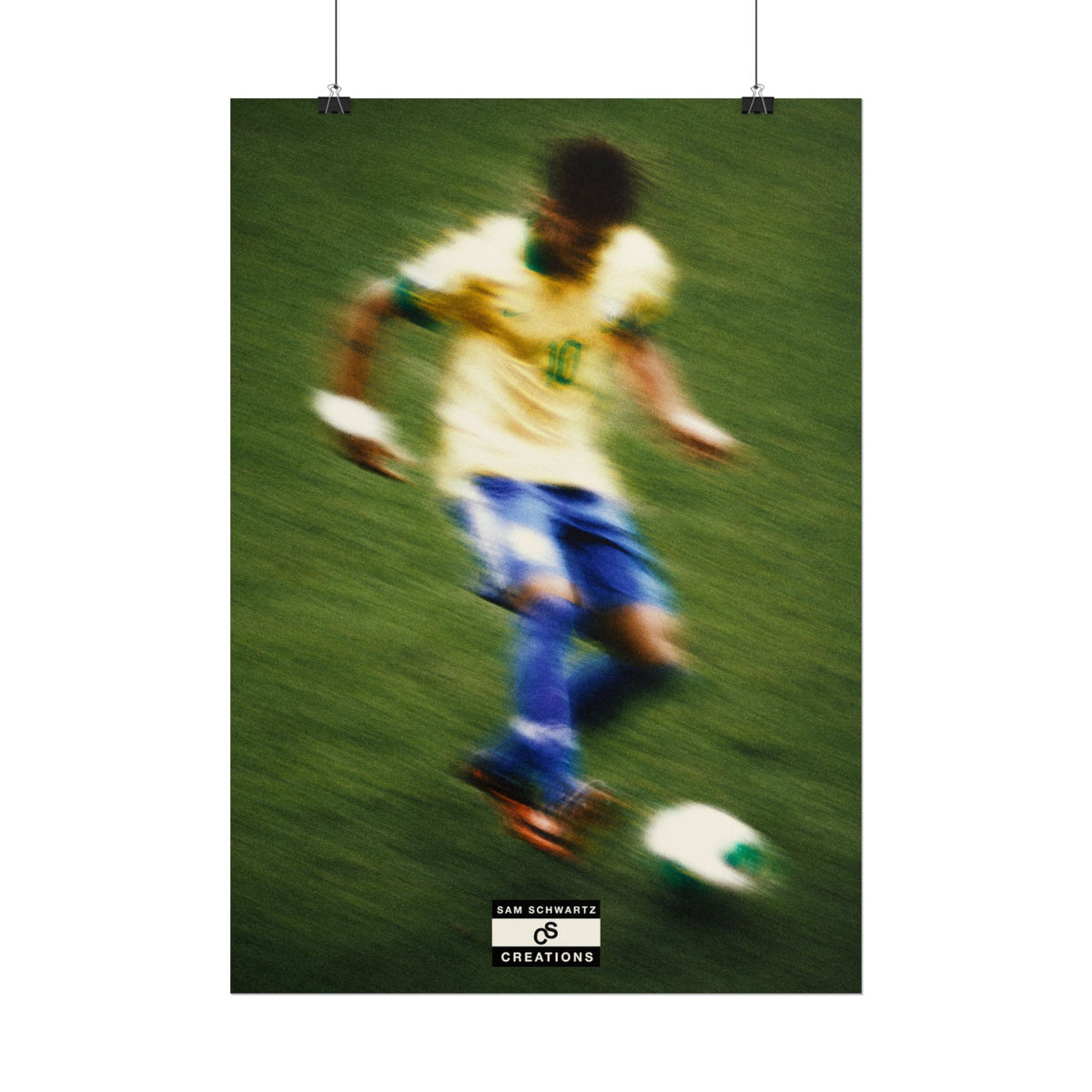 1/3 The Brazilian Prince Soccer Action Rolled Poster — Vintage Neymar Football Player Wall Art