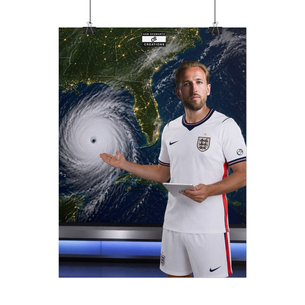 Hurricane Harry Poster | Harry Kane England Football Wall Art
