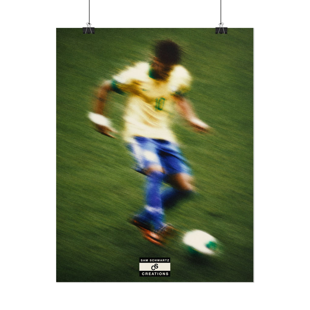 1/3 The Brazilian Prince Soccer Action Rolled Poster — Vintage Neymar Football Player Wall Art