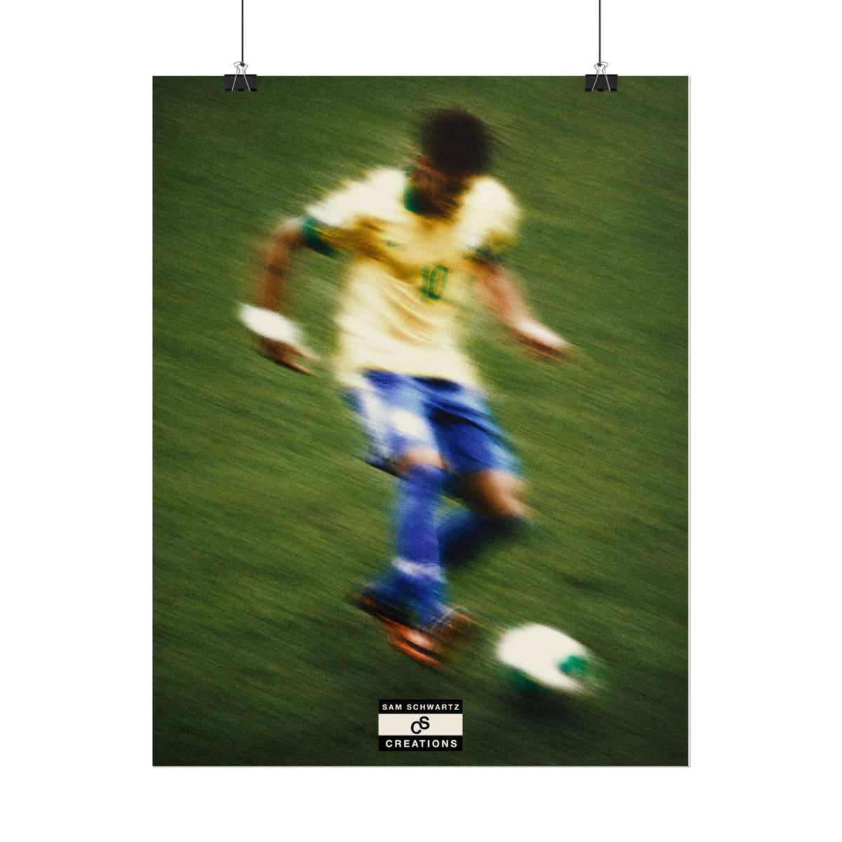 1/3 The Brazilian Prince Soccer Action Rolled Poster — Vintage Neymar Football Player Wall Art