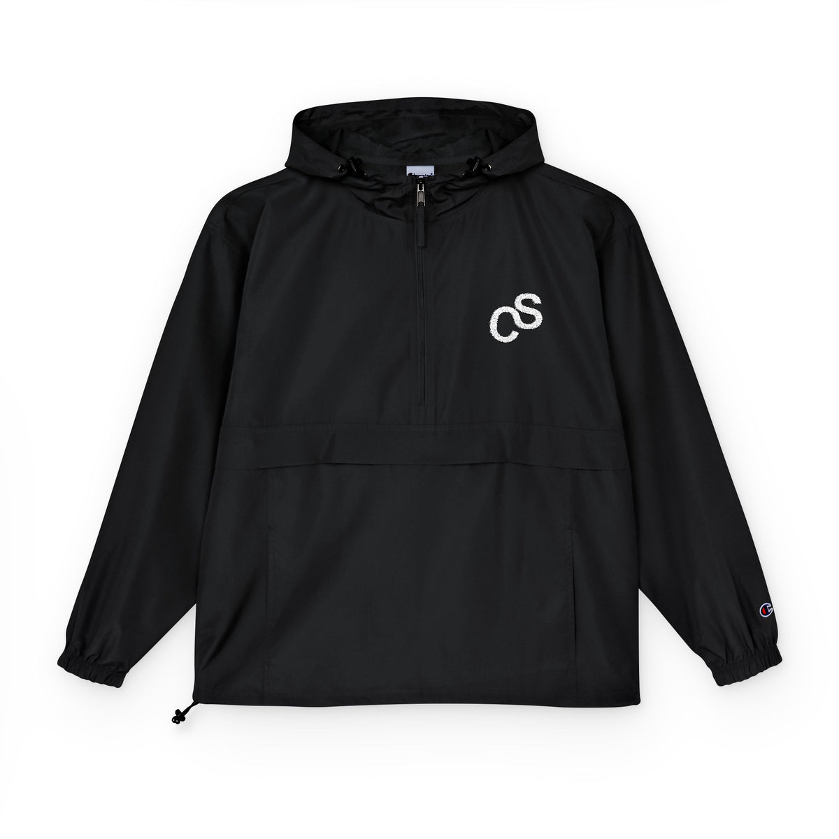 Sam Schwartz Creations x Champion Packable Anorak Jacket with Embroidered Chest Logo – Lightweight Windbreaker