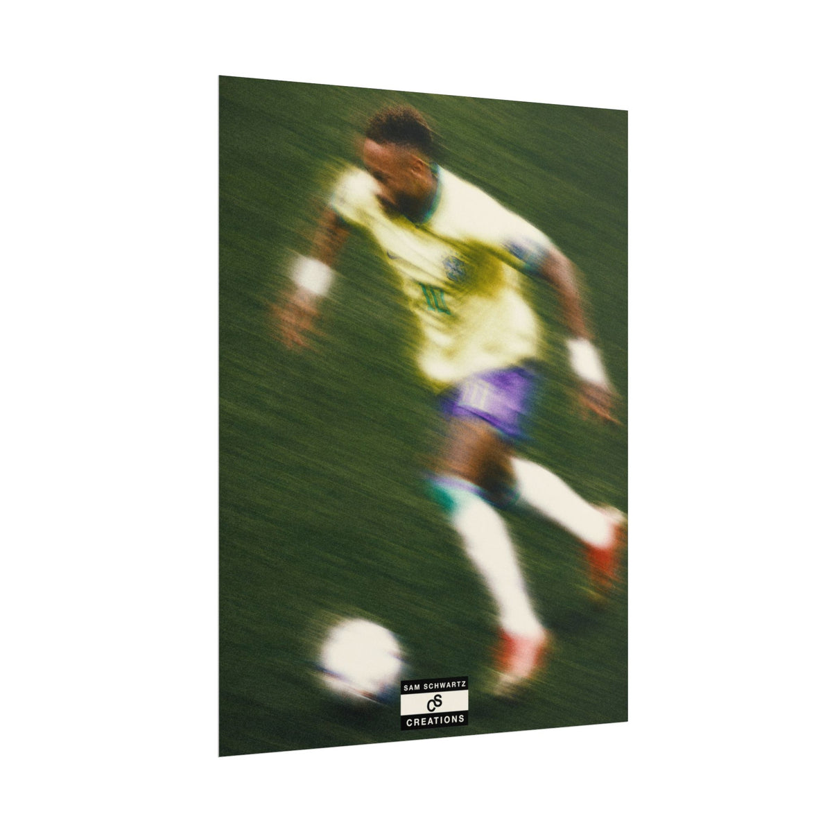 2/3 The Brazilian Prince Soccer Action Rolled Poster — Vintage Neymar Football Player Wall Art