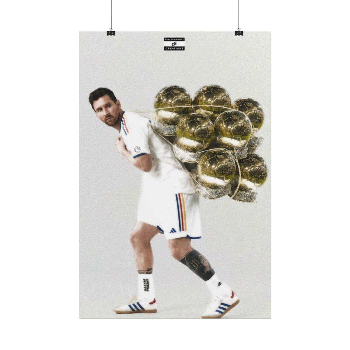Weight of Greatness Poster | Lionel Messi Ballon d’Or Football Wall Art
