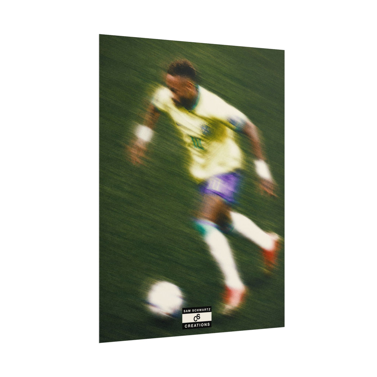 2/3 The Brazilian Prince Soccer Action Rolled Poster — Vintage Neymar Football Player Wall Art